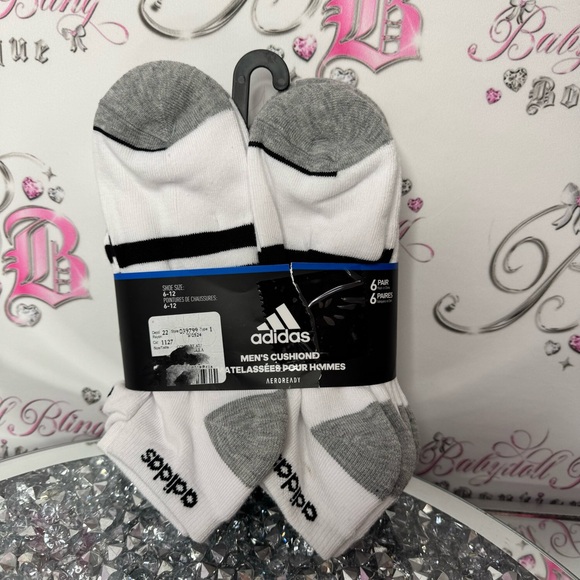 Adidas socks cushioned white grey black men’s 6-12 size brand new in package - Picture 5 of 6